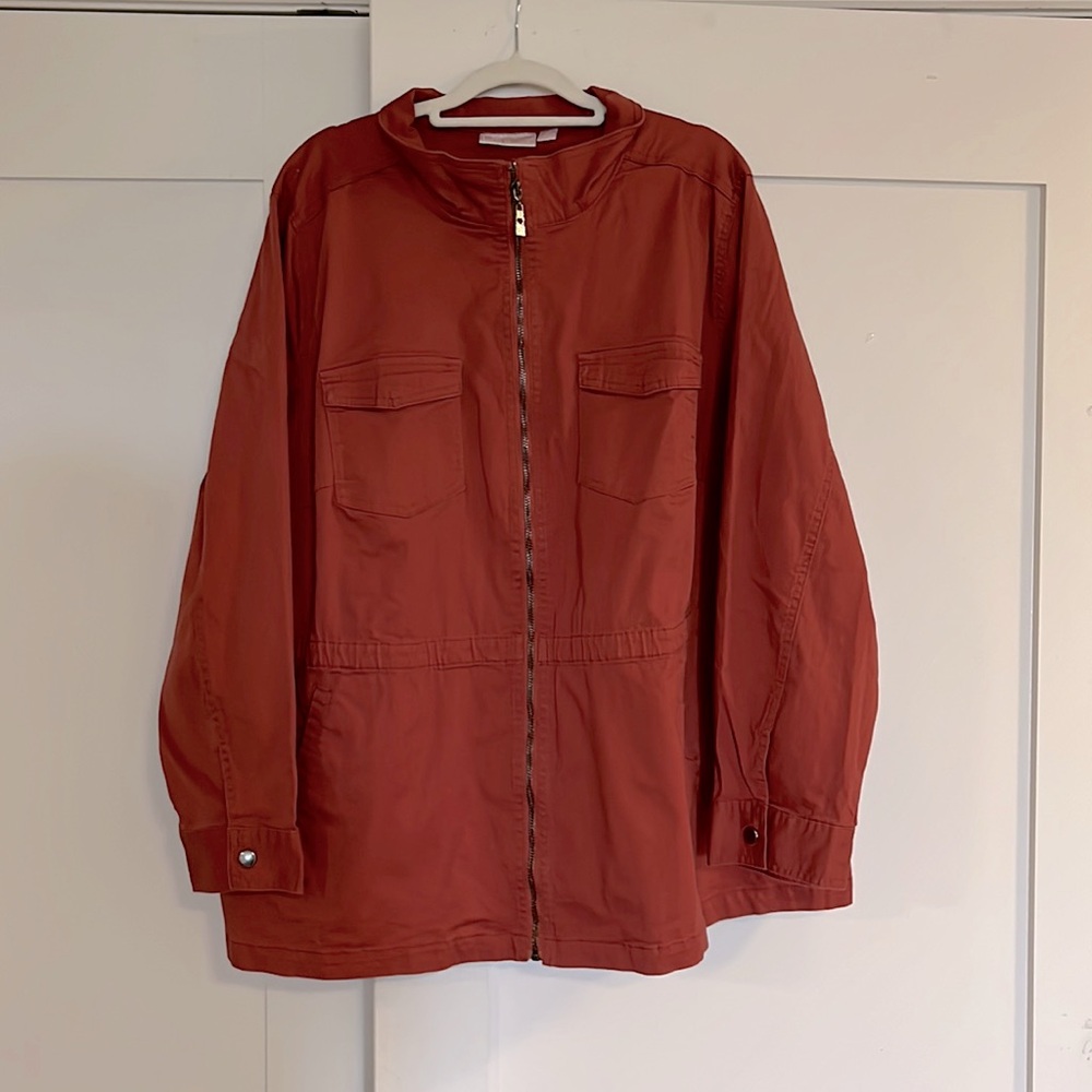 NWOT - Belle by Kim Gravel Stretch Twill Anorak Jacket-Paprika, Size 3X